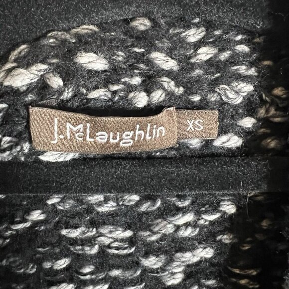 J.McLaughlin Sweater Women's Size XS Black White Marled Knit Long Cardigan Wool - Picture 8 of 12